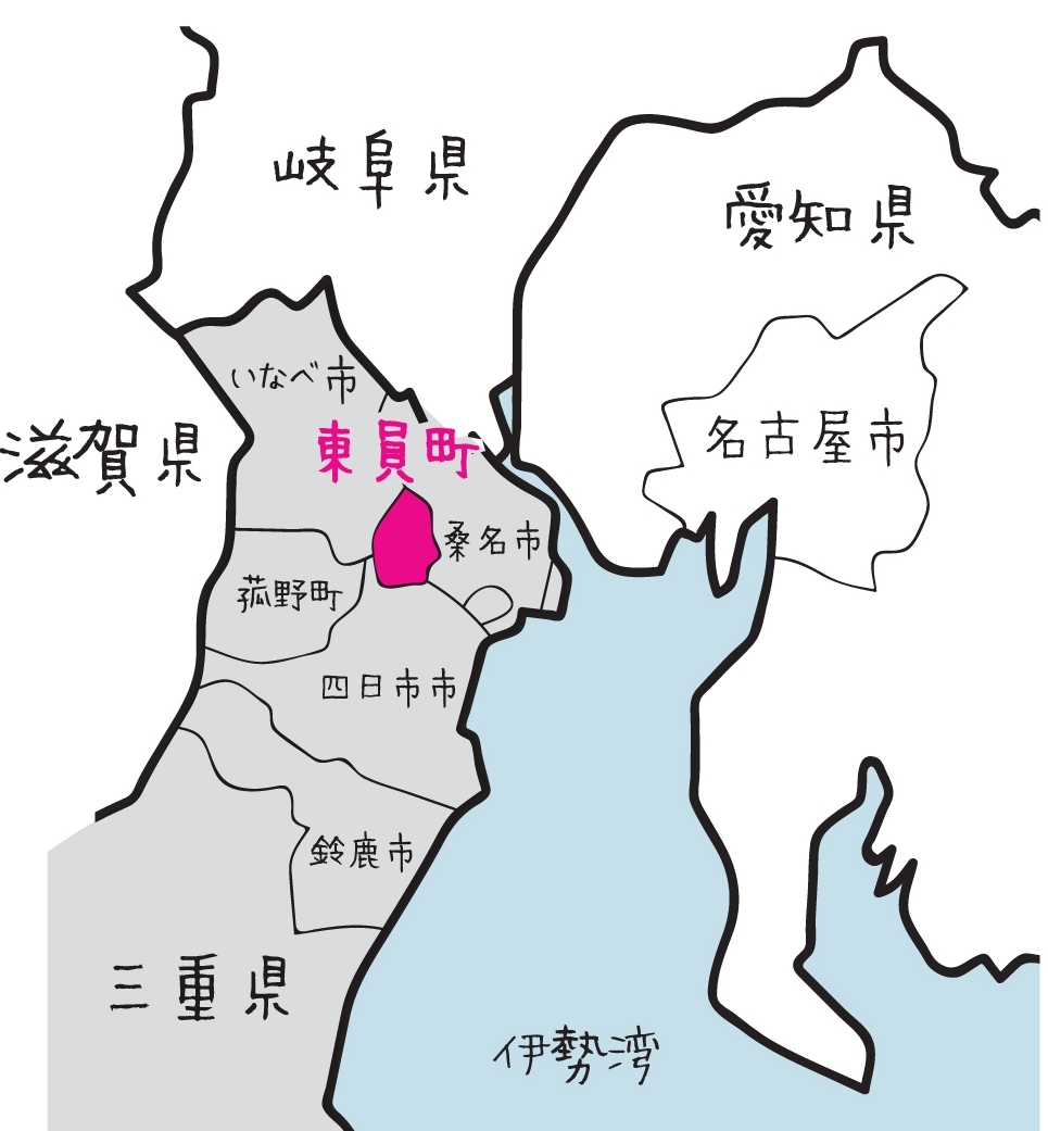 他県と東員町の位置関係が分かる地図