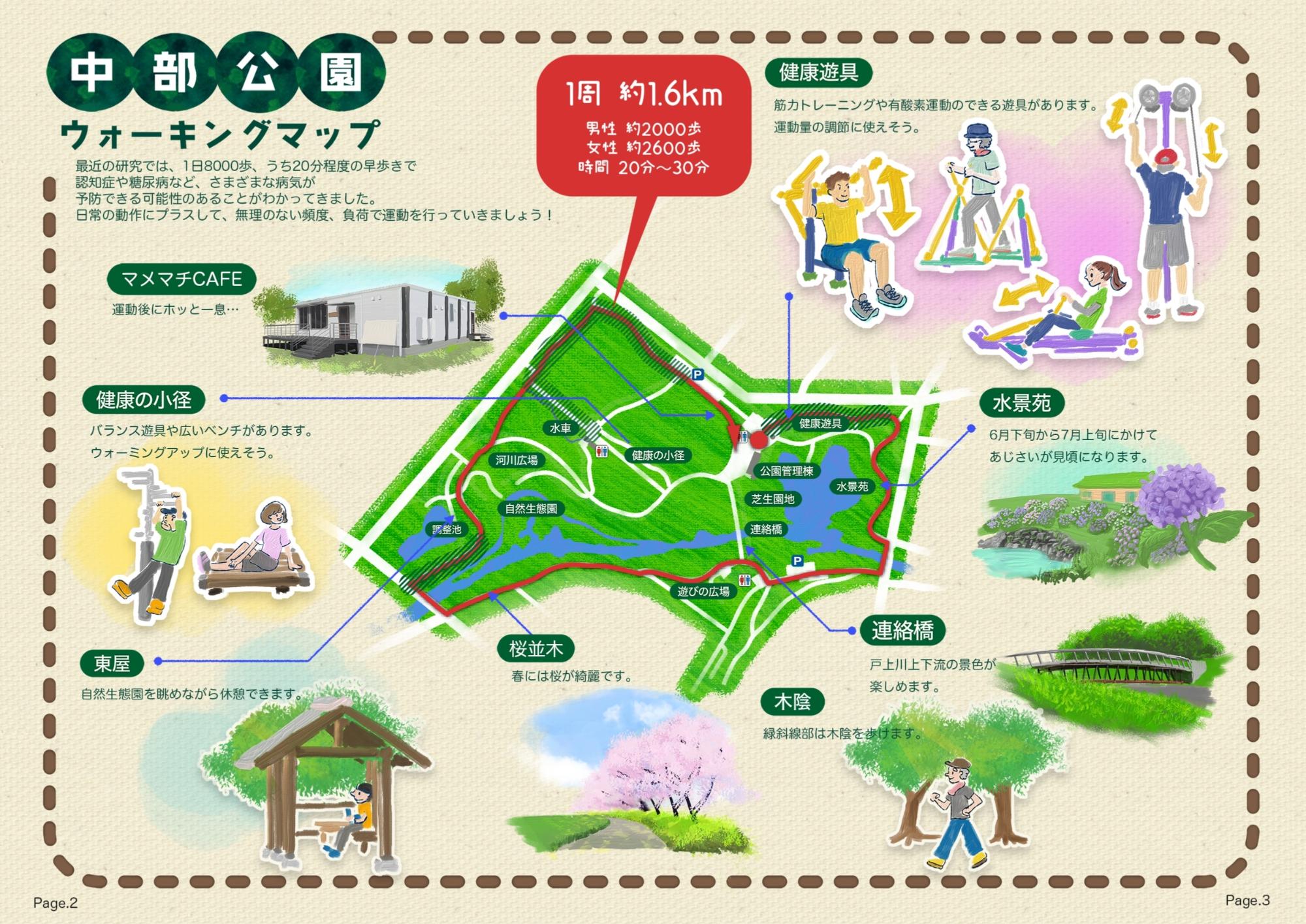 中部公園ウォーキングマップ